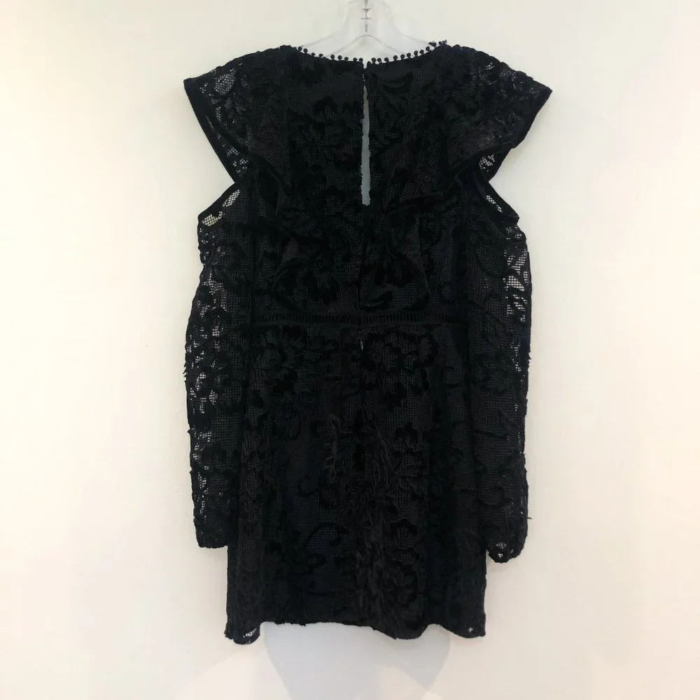 Red Carter Cold Shoulder Black Lace Mini Dress 6 - Picture 8 of 9